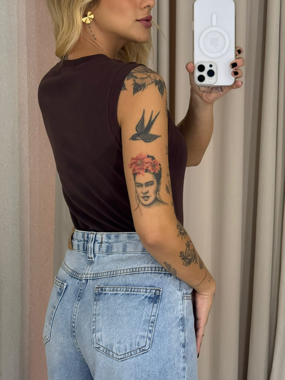 BLUSA ALESSANDRA CAVADA MARROM