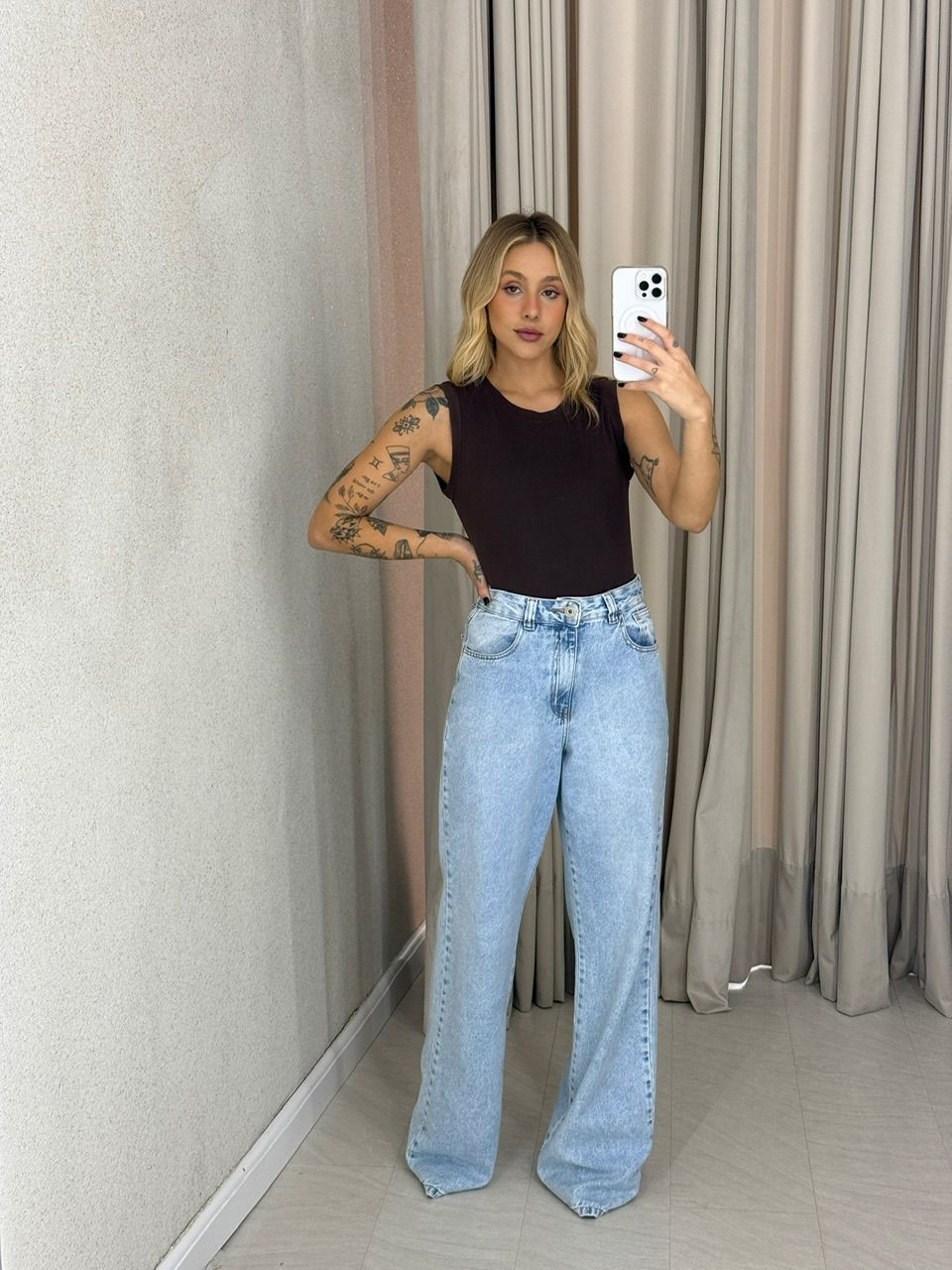 BLUSA ALESSANDRA CAVADA MARROM