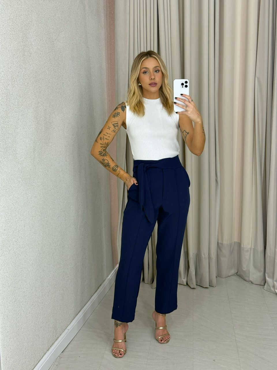CALÇA PAOLA AMARRAÇÃO MARINHO