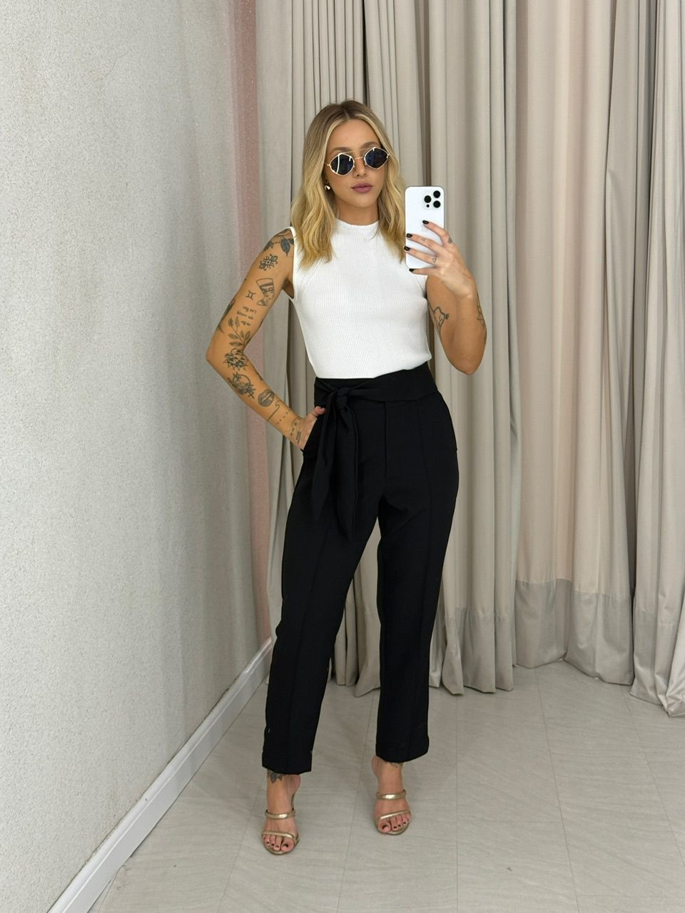 CALÇA PAOLA AMARRAÇÃO PRETA