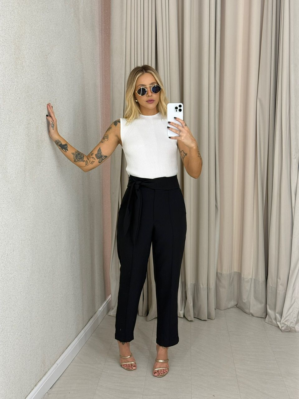 CALÇA PAOLA AMARRAÇÃO PRETA