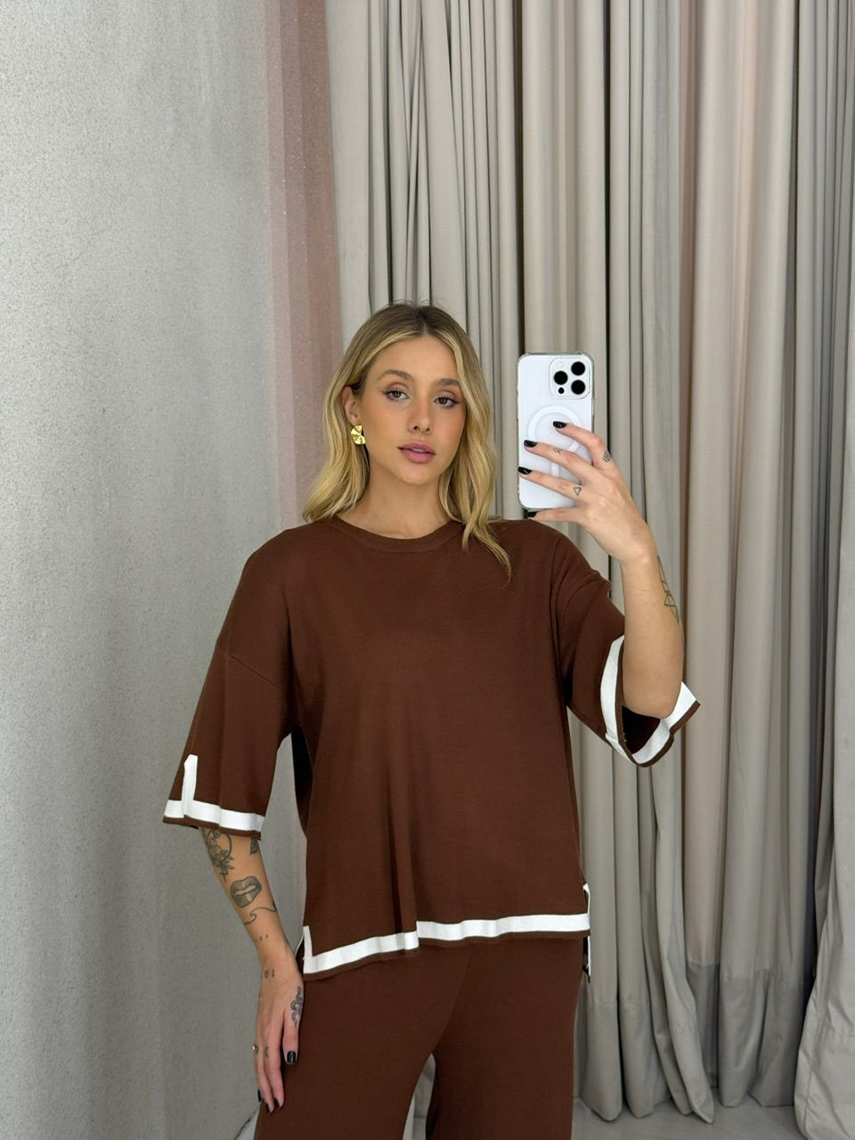 CONJUNTO DUDA TRICOT MARROM