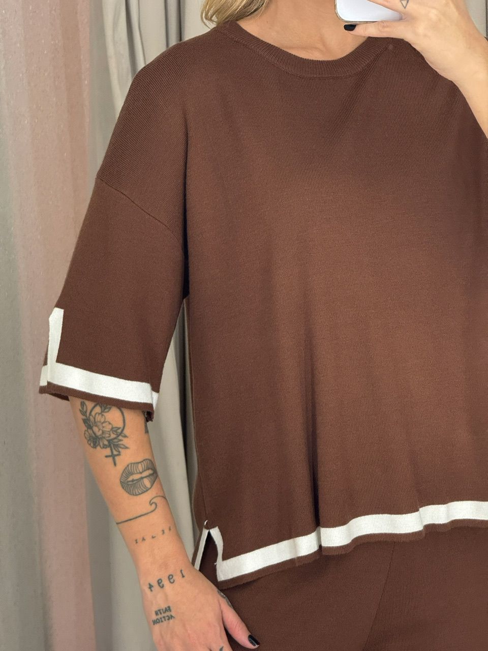 CONJUNTO DUDA TRICOT MARROM
