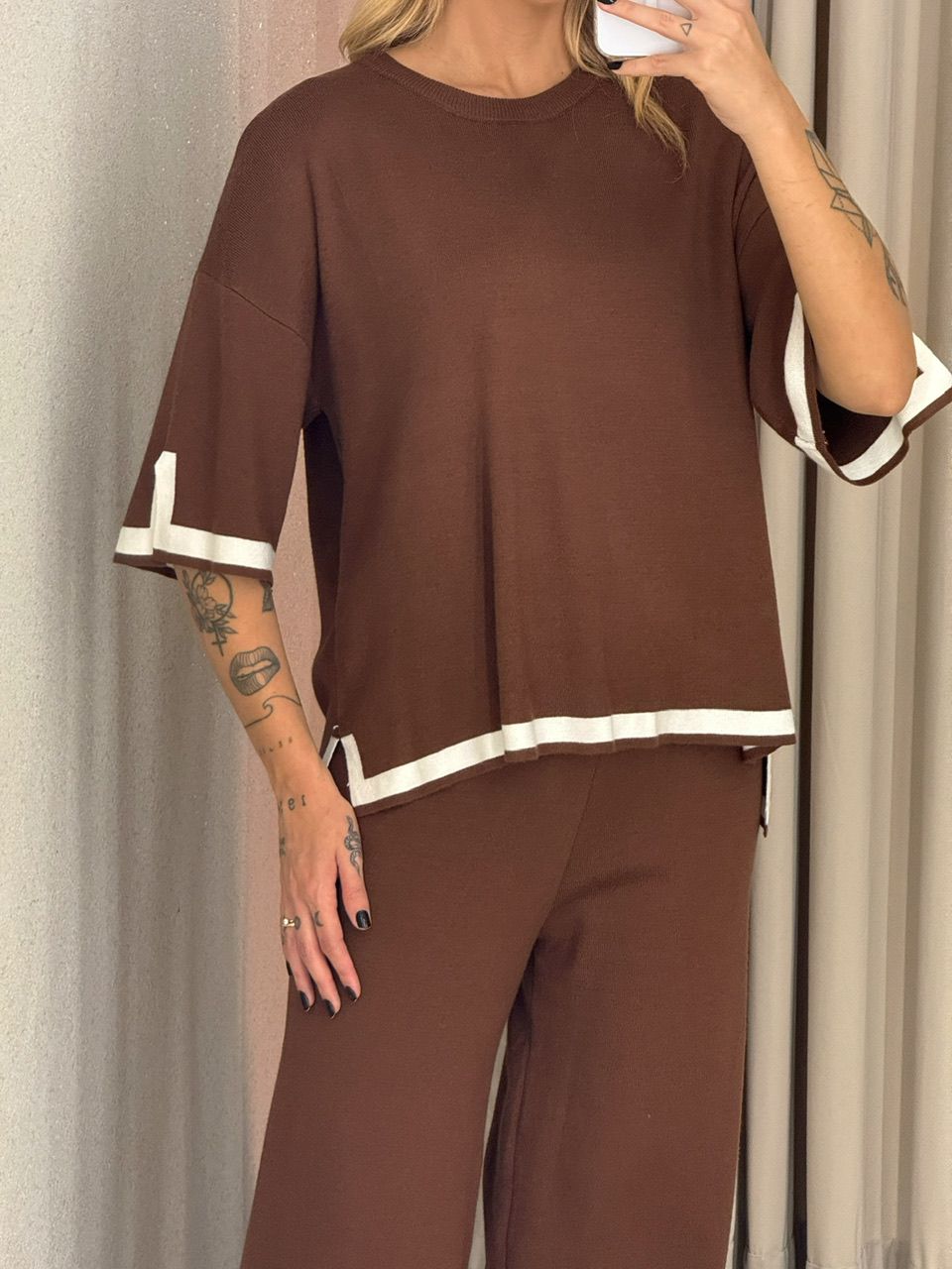 CONJUNTO DUDA TRICOT MARROM