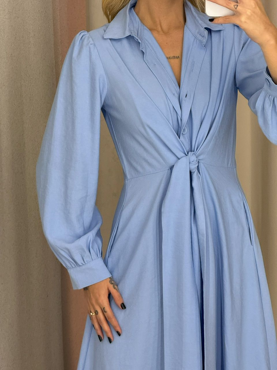 VESTIDO EDIELEN BOTÕES AZUL
