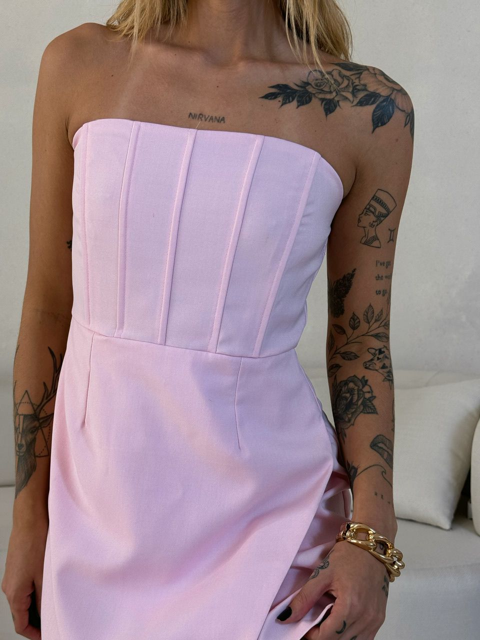 VESTIDO COM BLAZER ROSA CLARO