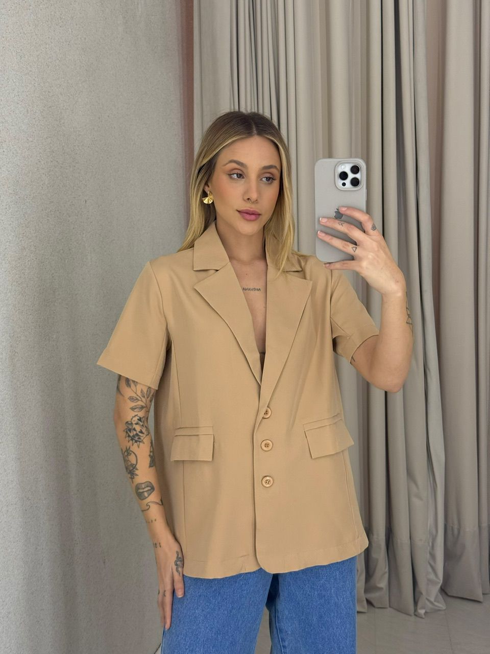 BLAZER EDINA MANGA CURTA NUDE