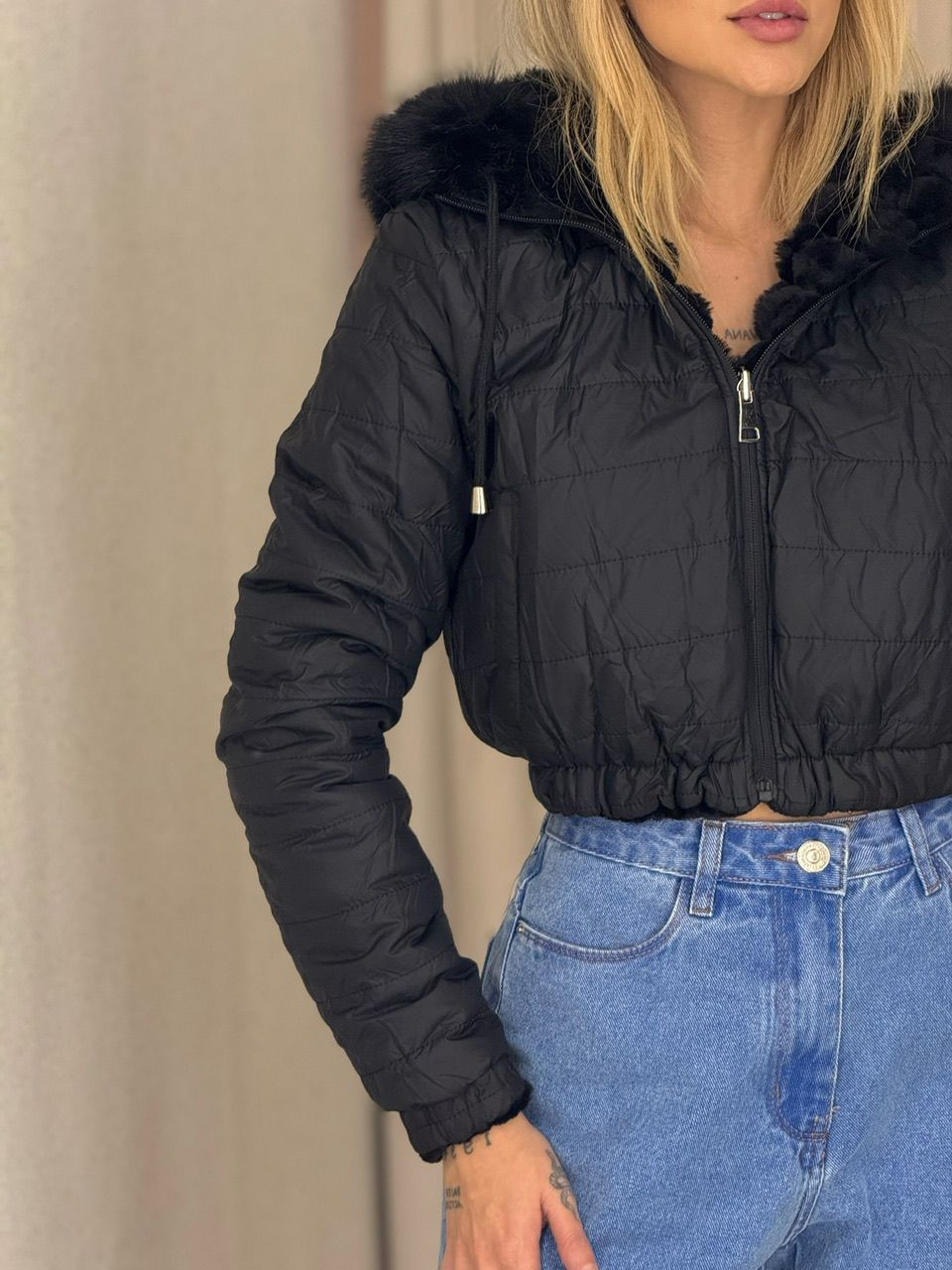 CASACO FRANCINE DUPLA FACE PRETO