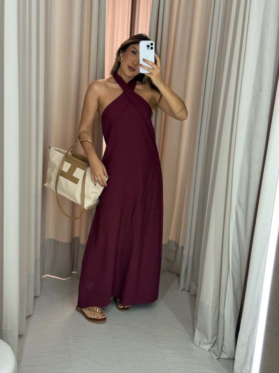 VESTIDO DAMARIS COSTAS ABERTAS UVA - 0064660015 - CAROLLA FERRARO
