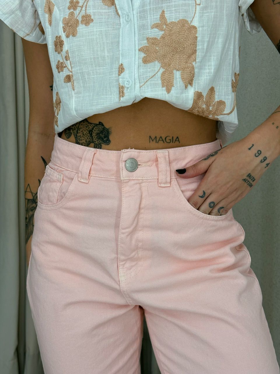 CALÇA PENÉLOPE SKINNY BABY PINK