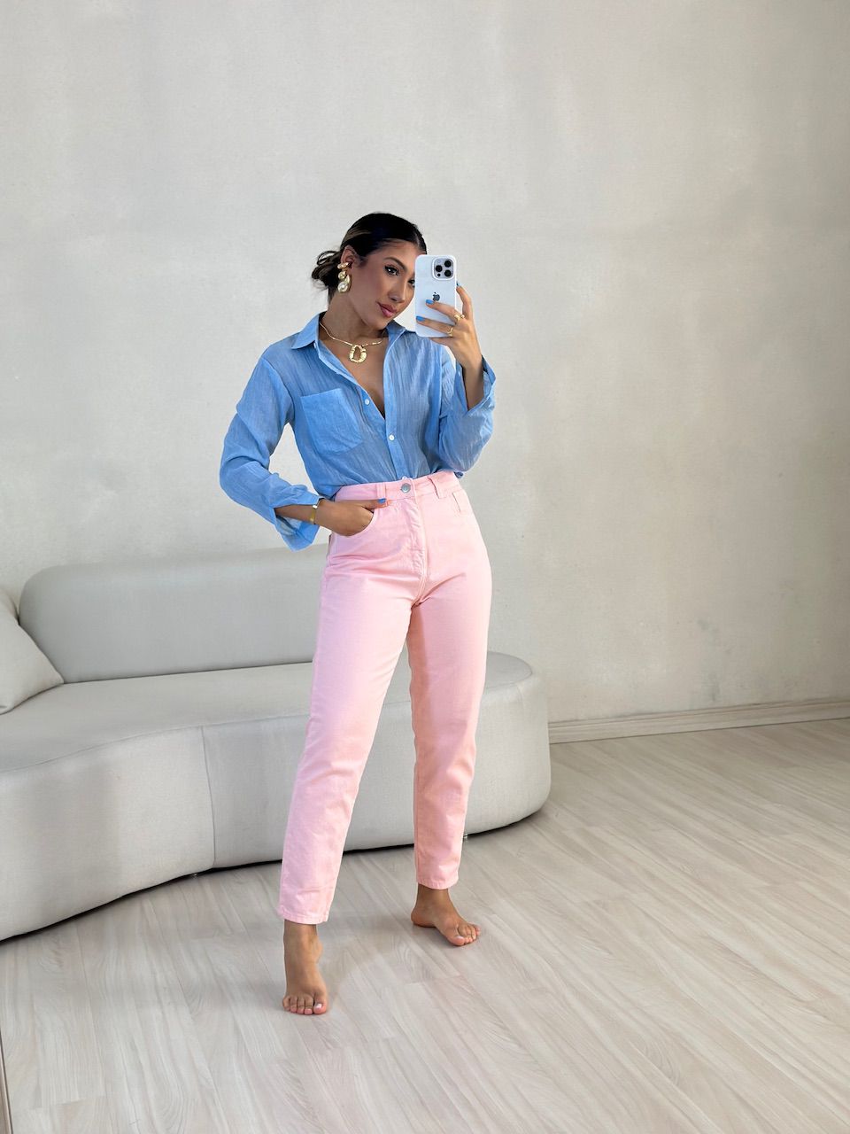 CALÇA PENÉLOPE SKINNY BABY PINK