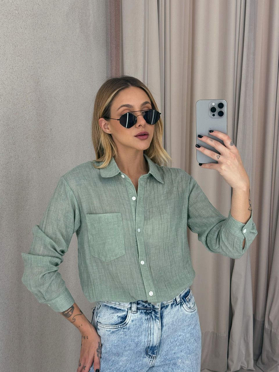CAMISA DENISE LISA VERDE CHÁ