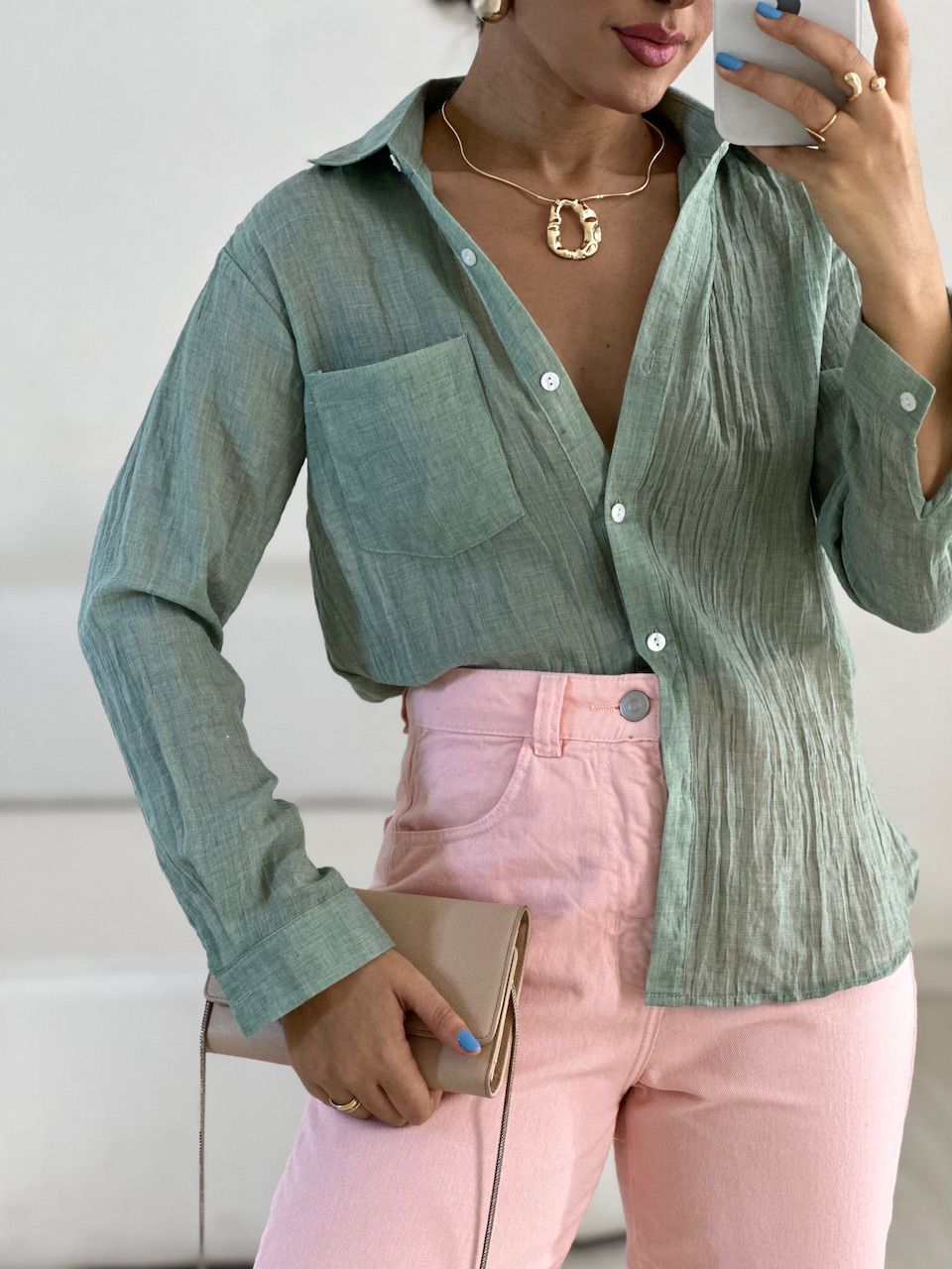 CAMISA DENISE LISA VERDE CHÁ