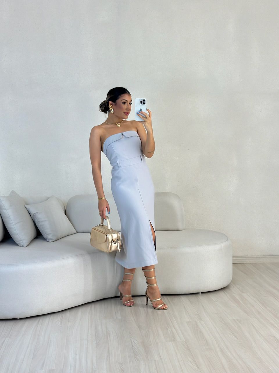 VESTIDO ARIANA TOMARA QUE CAIA CINZA - 0055640091 - CAROLLA FERRARO