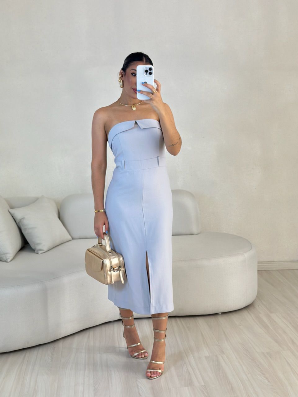 VESTIDO ARIANA TOMARA QUE CAIA CINZA