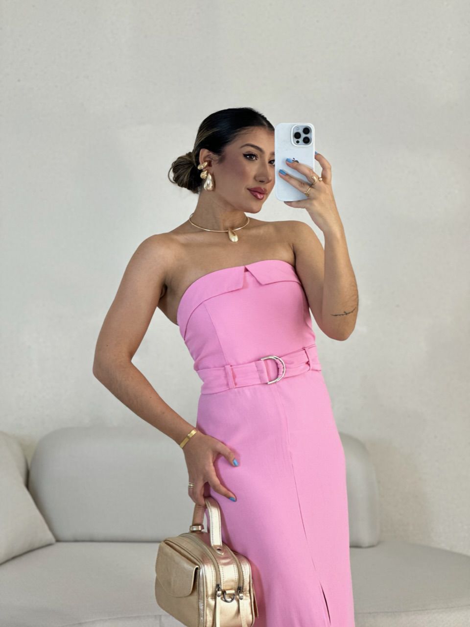 VESTIDO ARIANA TOMARA QUE CAIA BABY PINK