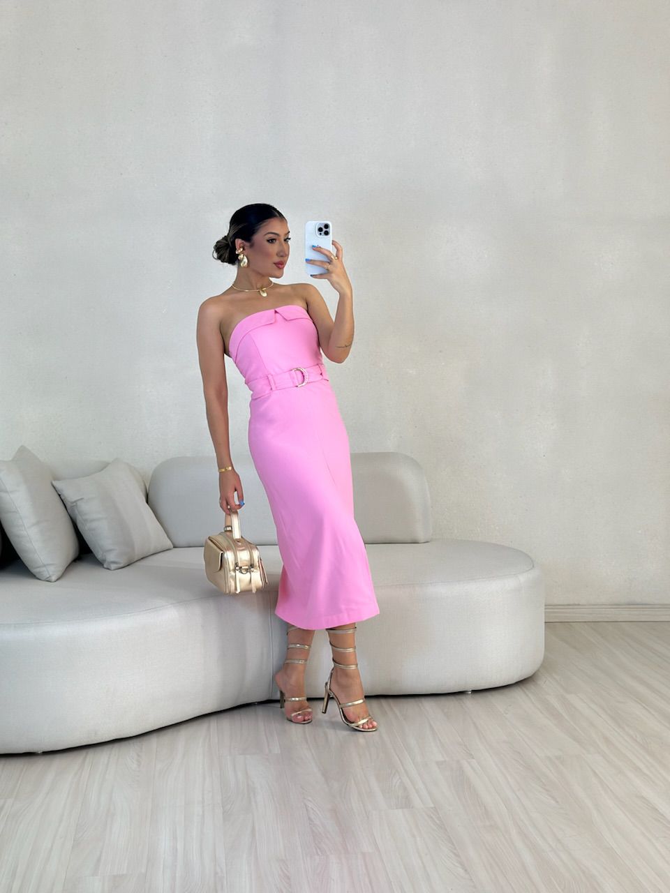 VESTIDO ARIANA TOMARA QUE CAIA BABY PINK - 0055640... - CAROLLA FERRARO