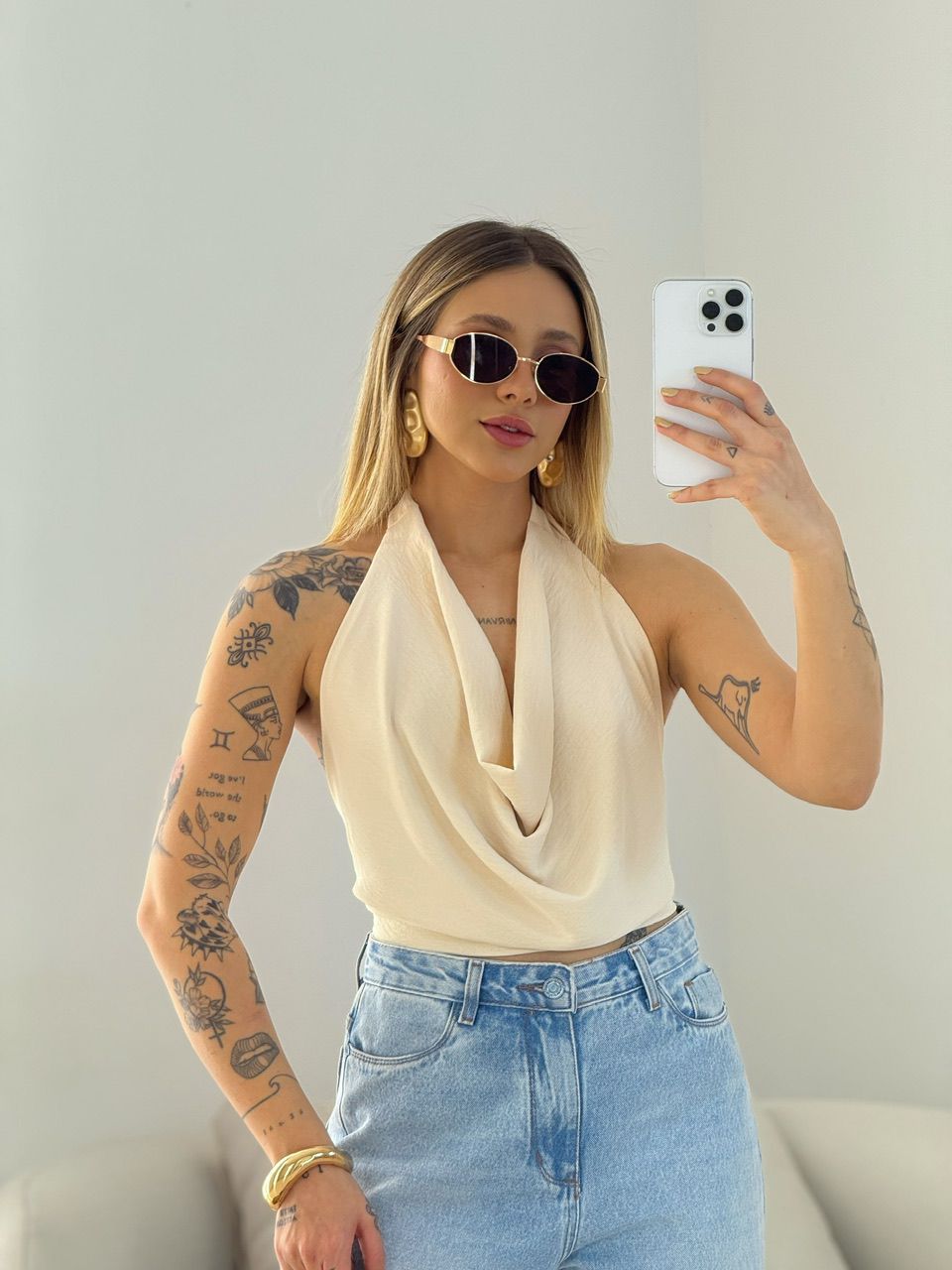 BLUSA GIULIA CF DECOTE AREIA