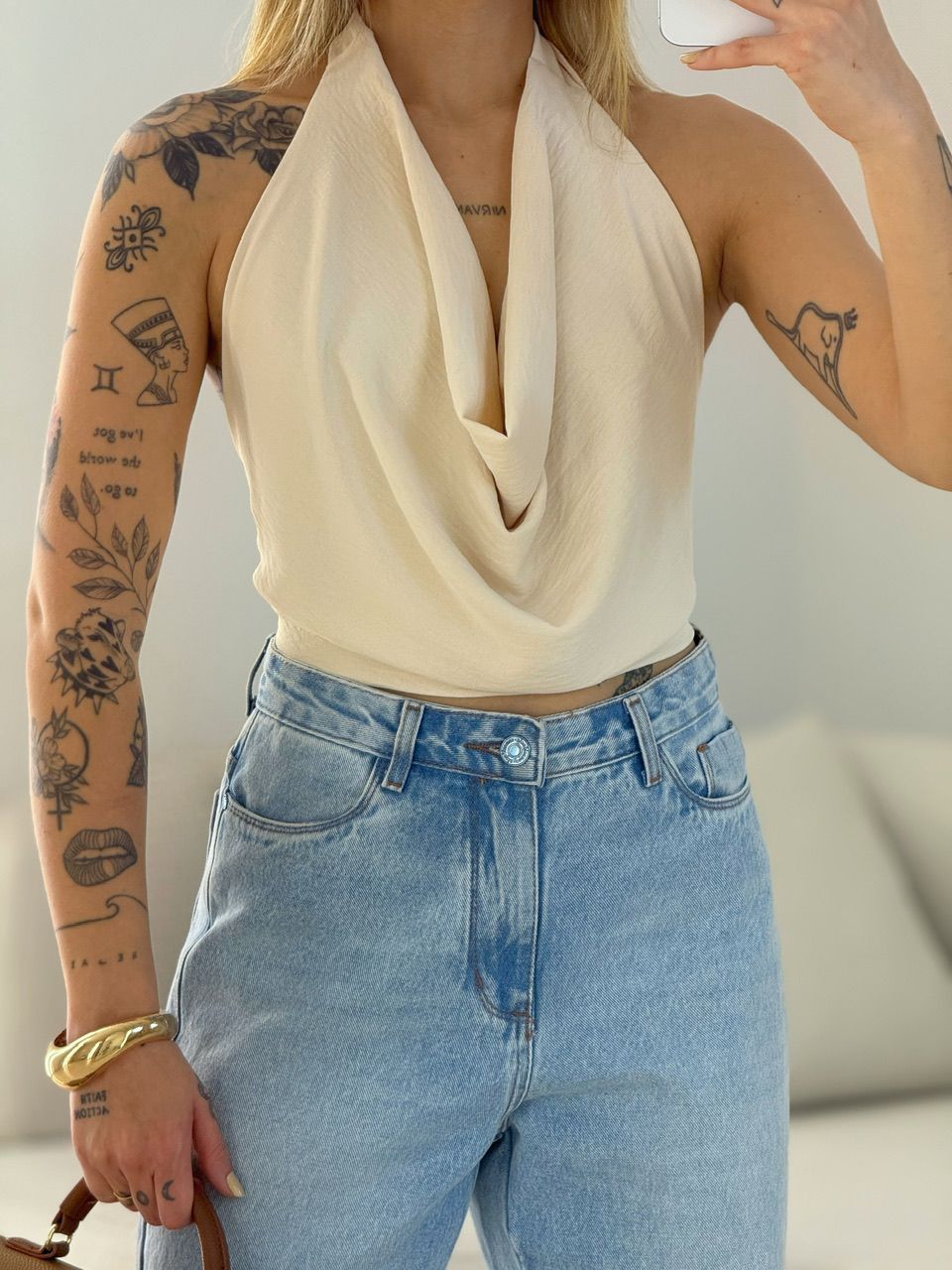 BLUSA GIULIA CF DECOTE AREIA