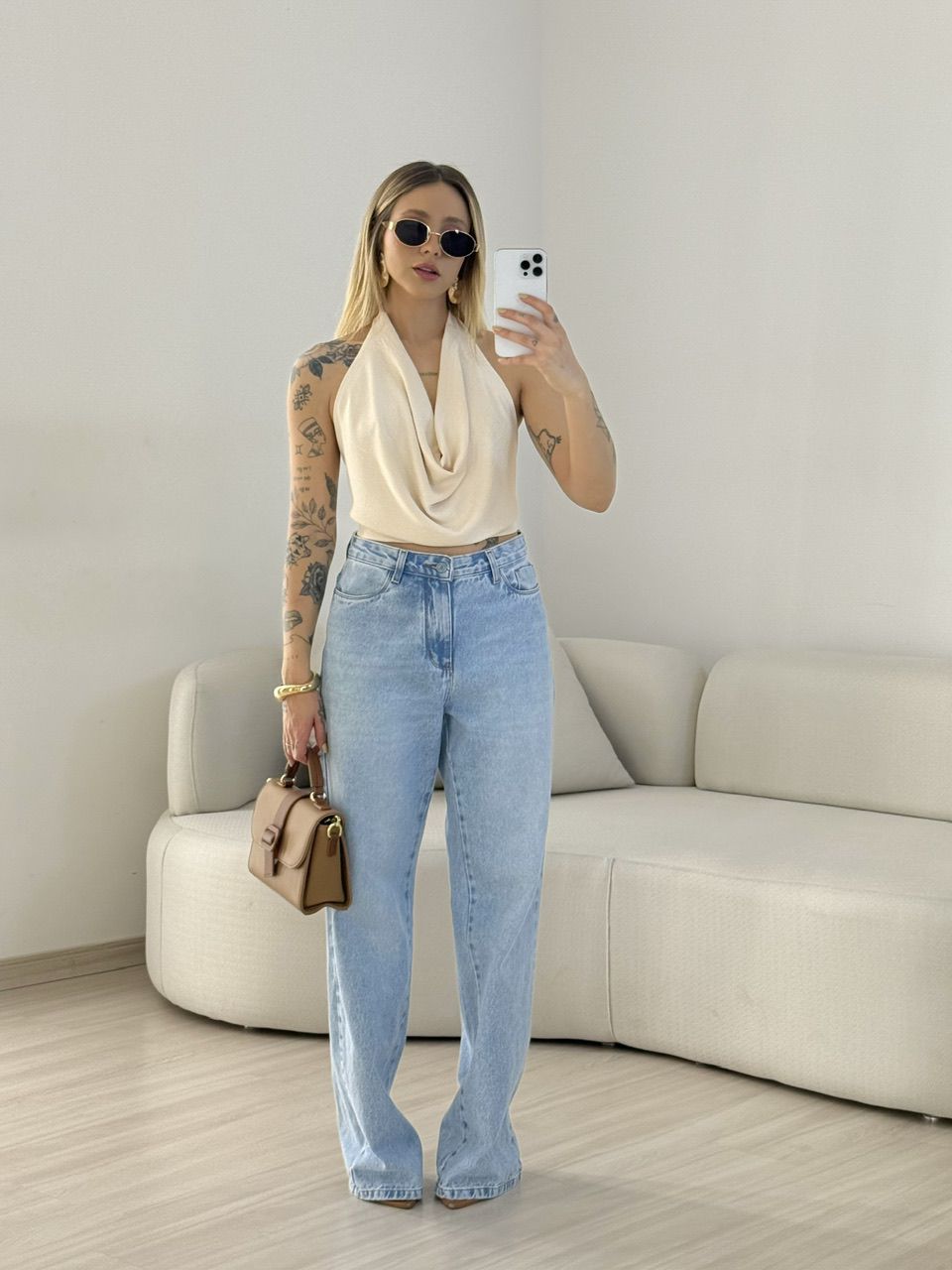 BLUSA GIULIA CF DECOTE AREIA