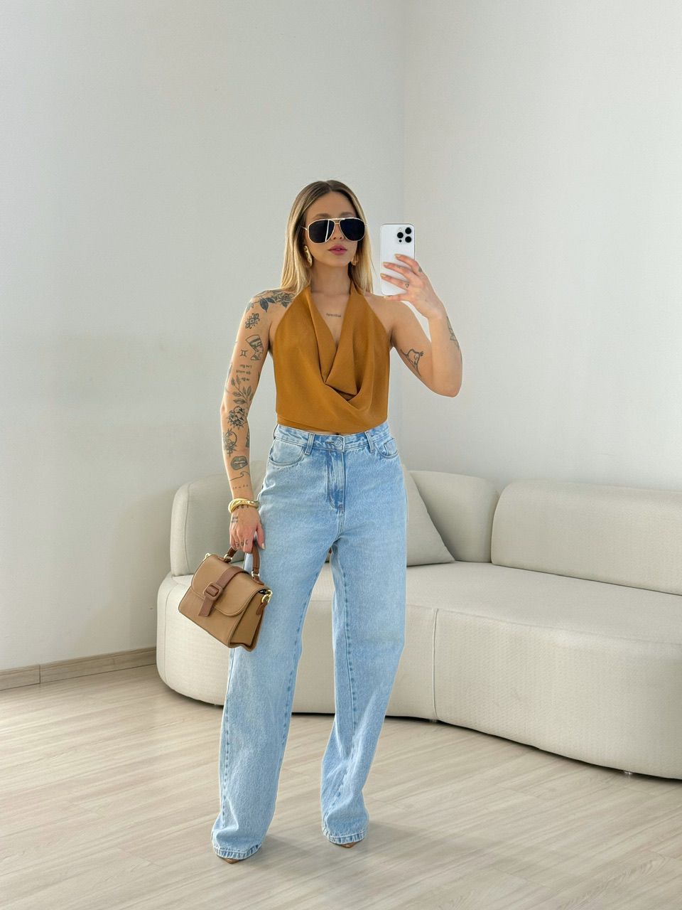 BLUSA GIULIA CF DECOTE CARAMELO