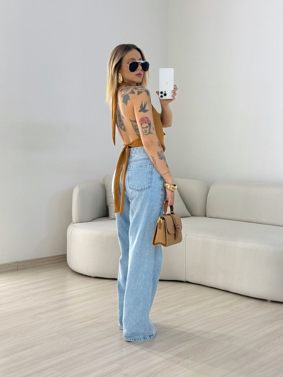 BLUSA GIULIA CF DECOTE CARAMELO