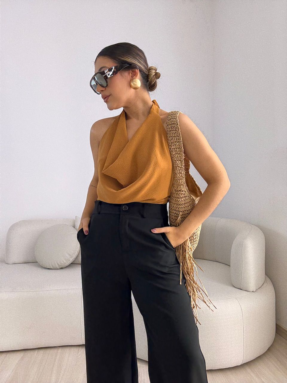 BLUSA GIULIA CF DECOTE CARAMELO