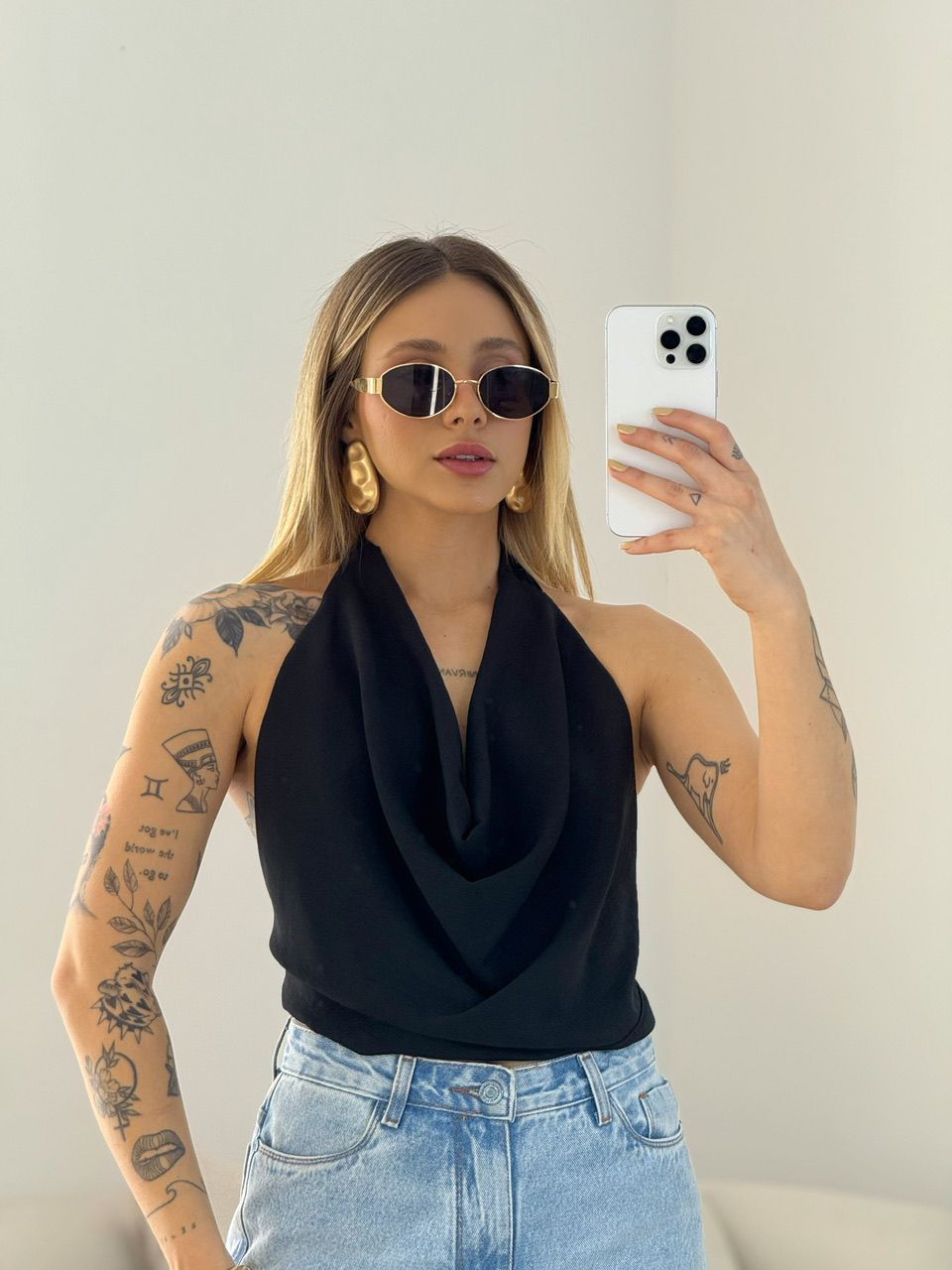 BLUSA GIULIA CF DECOTE PRETA