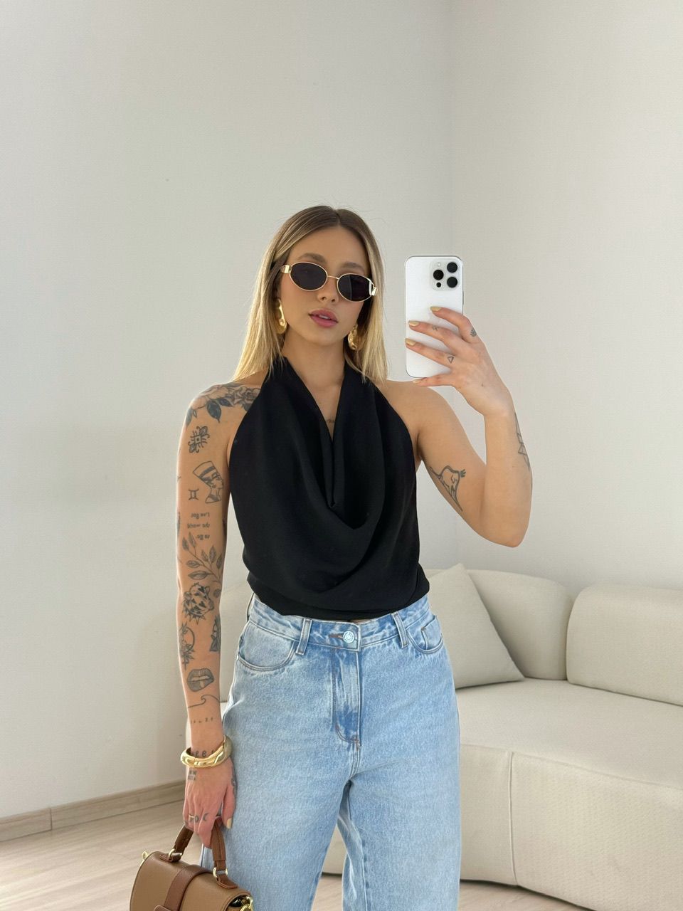 BLUSA GIULIA CF DECOTE PRETA