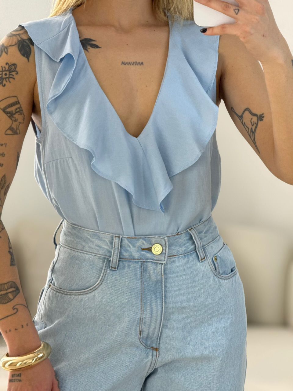 BLUSA LANA BABADO BABY BLUE