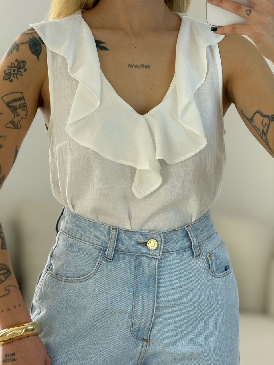 BLUSA LANA BABADO OFF