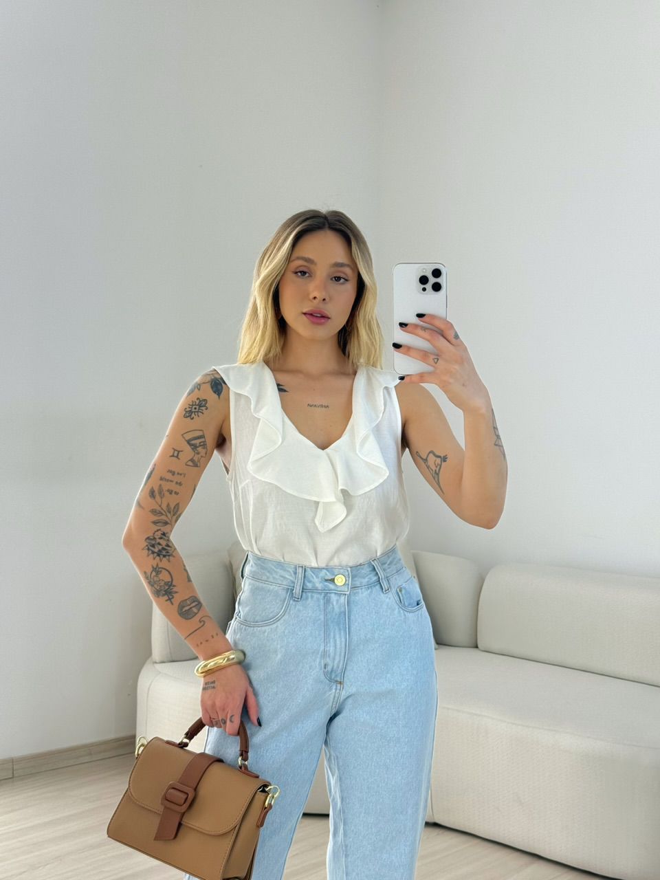BLUSA LANA BABADO OFF - 0067970048 - CAROLLA FERRARO