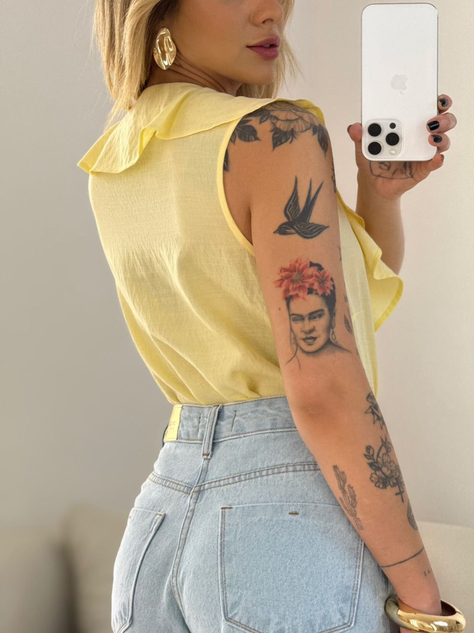 BLUSA LANA BABADO YELLOW BUTTER