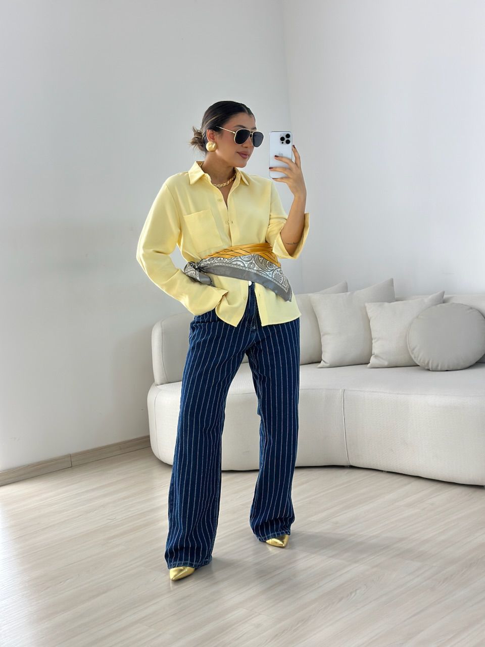CAMISA ROMANA BASIC YELLOW BUTTER