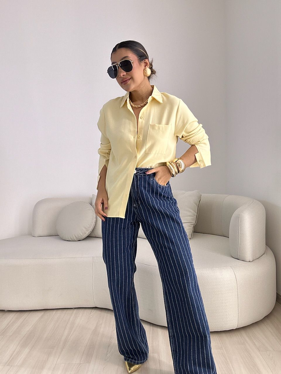 CAMISA ROMANA BASIC YELLOW BUTTER
