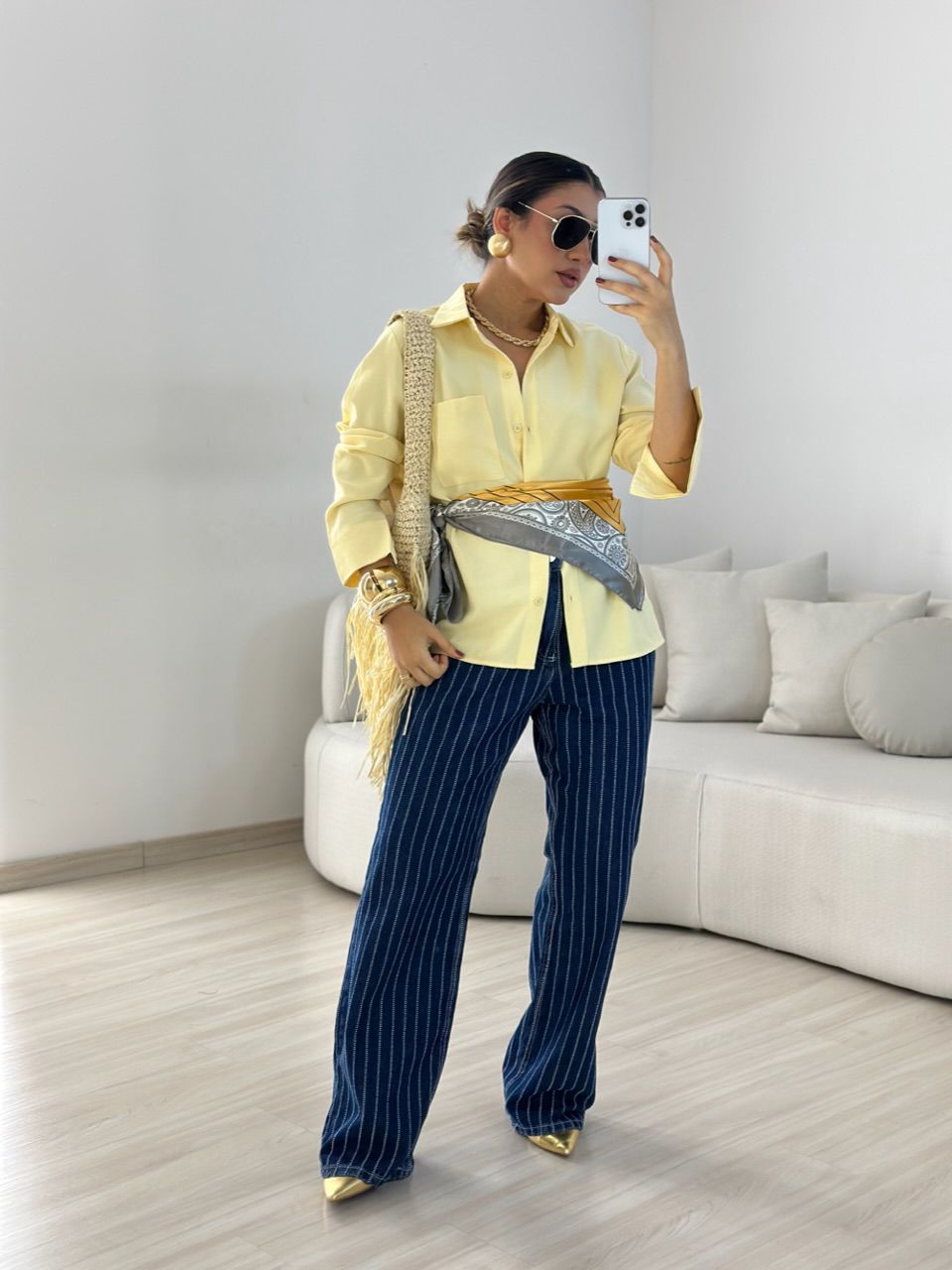 CAMISA ROMANA BASIC YELLOW BUTTER
