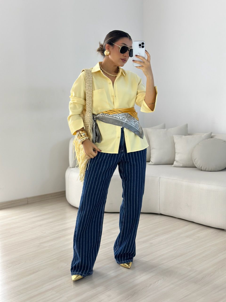 CAMISA ROMANA BASIC YELLOW BUTTER