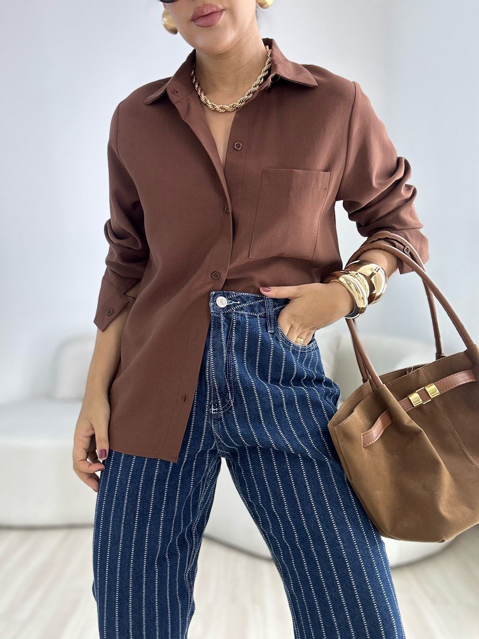 CAMISA ROMANA BASIC MARROM