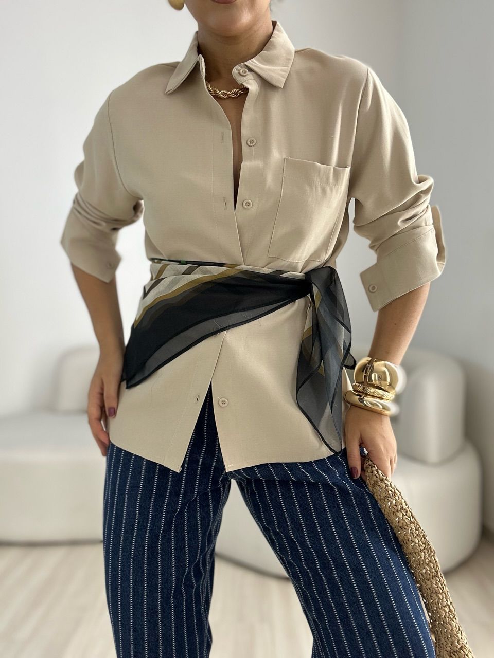 CAMISA ROMANA BASIC AREIA
