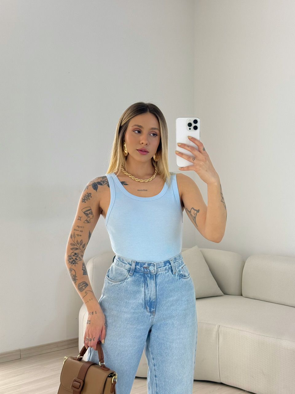 REGATA EMILIA CANELADA BABY BLUE - 0067990365 - CAROLLA FERRARO