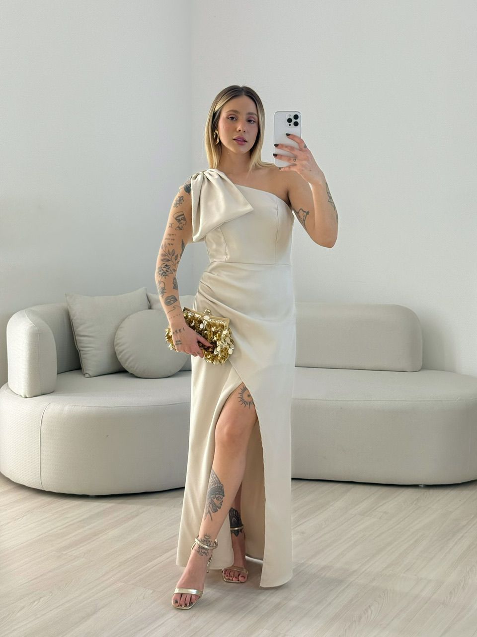 VESTIDO ALEXIA LAÇO AREIA