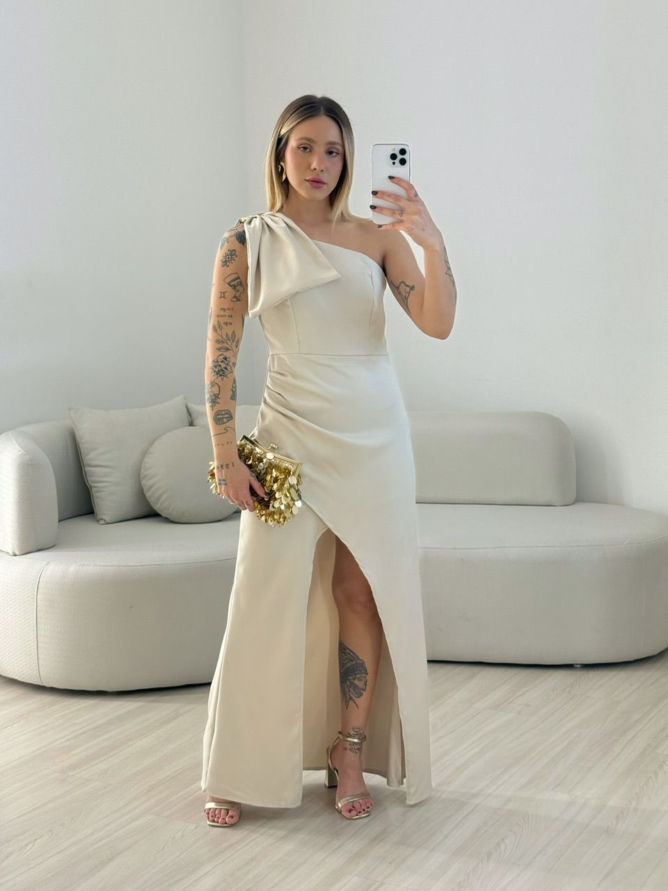 VESTIDO ALEXIA LAÇO AREIA