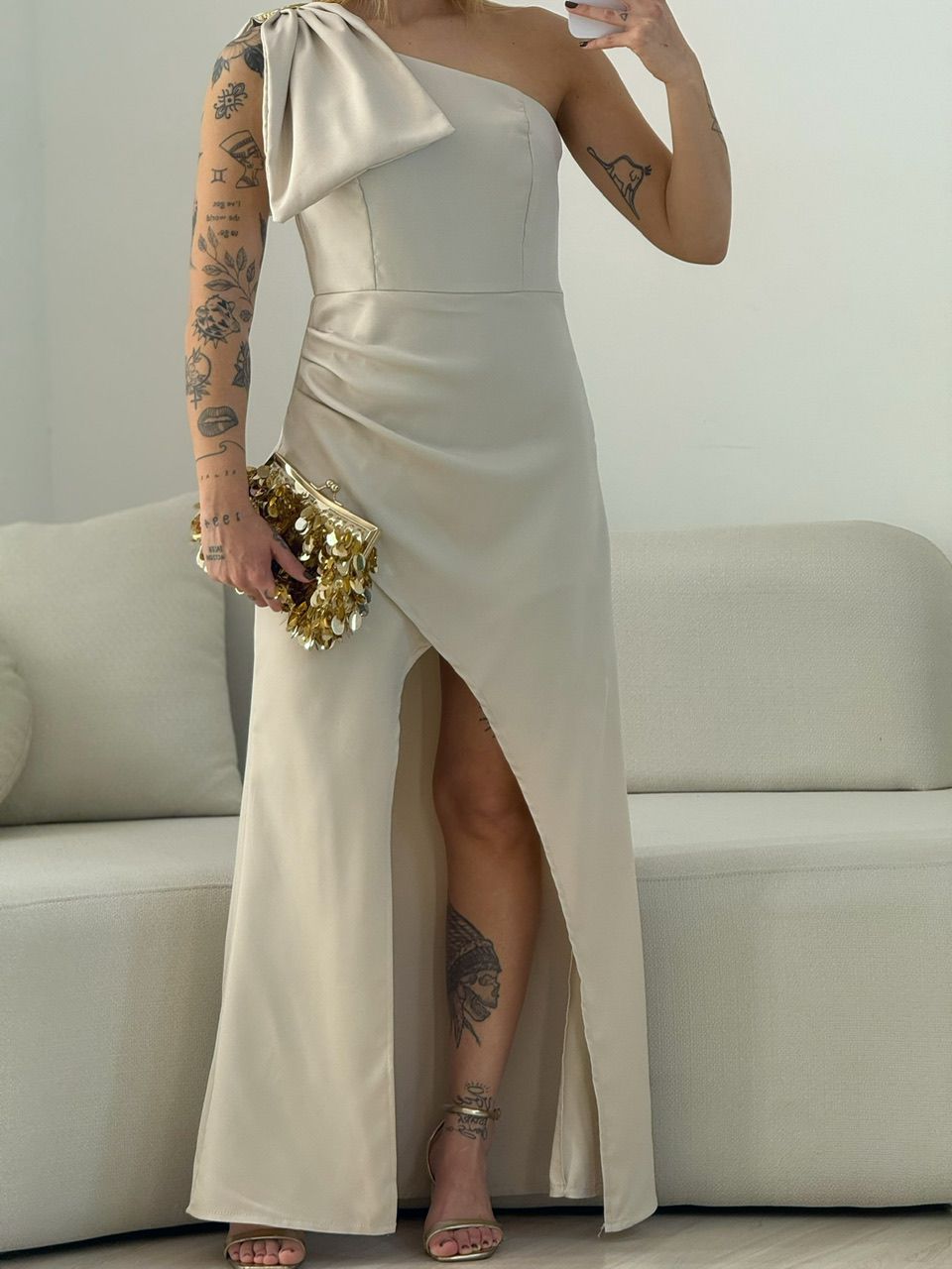 VESTIDO ALEXIA LAÇO AREIA