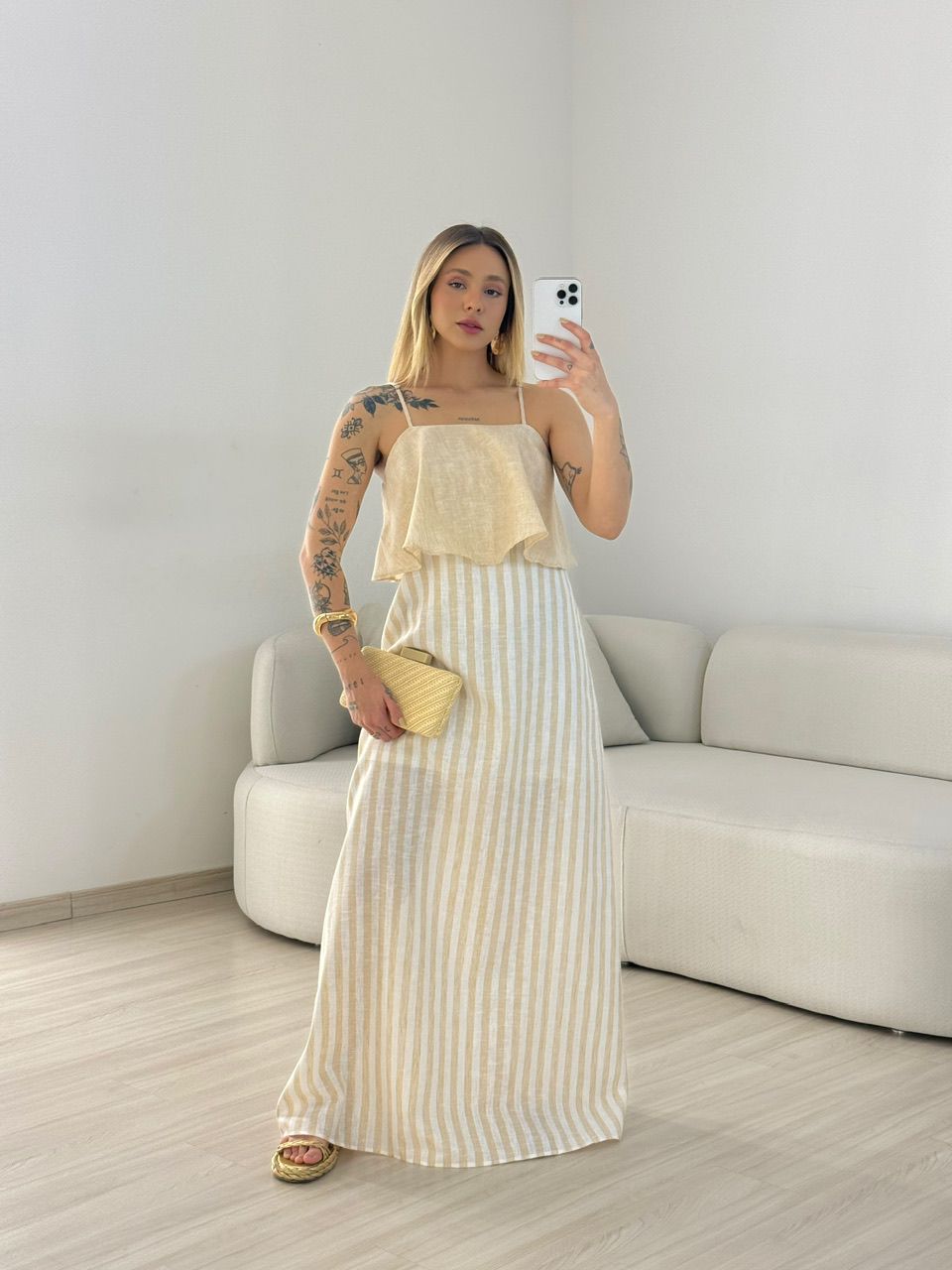 VESTIDO RAYANA LISTRADO NUDE