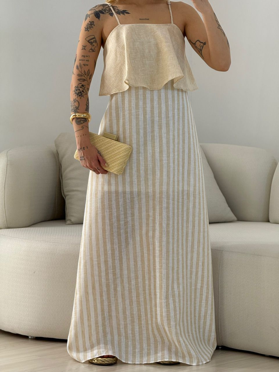 VESTIDO RAYANA LISTRADO NUDE