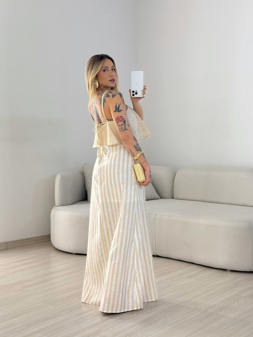 VESTIDO RAYANA LISTRADO NUDE