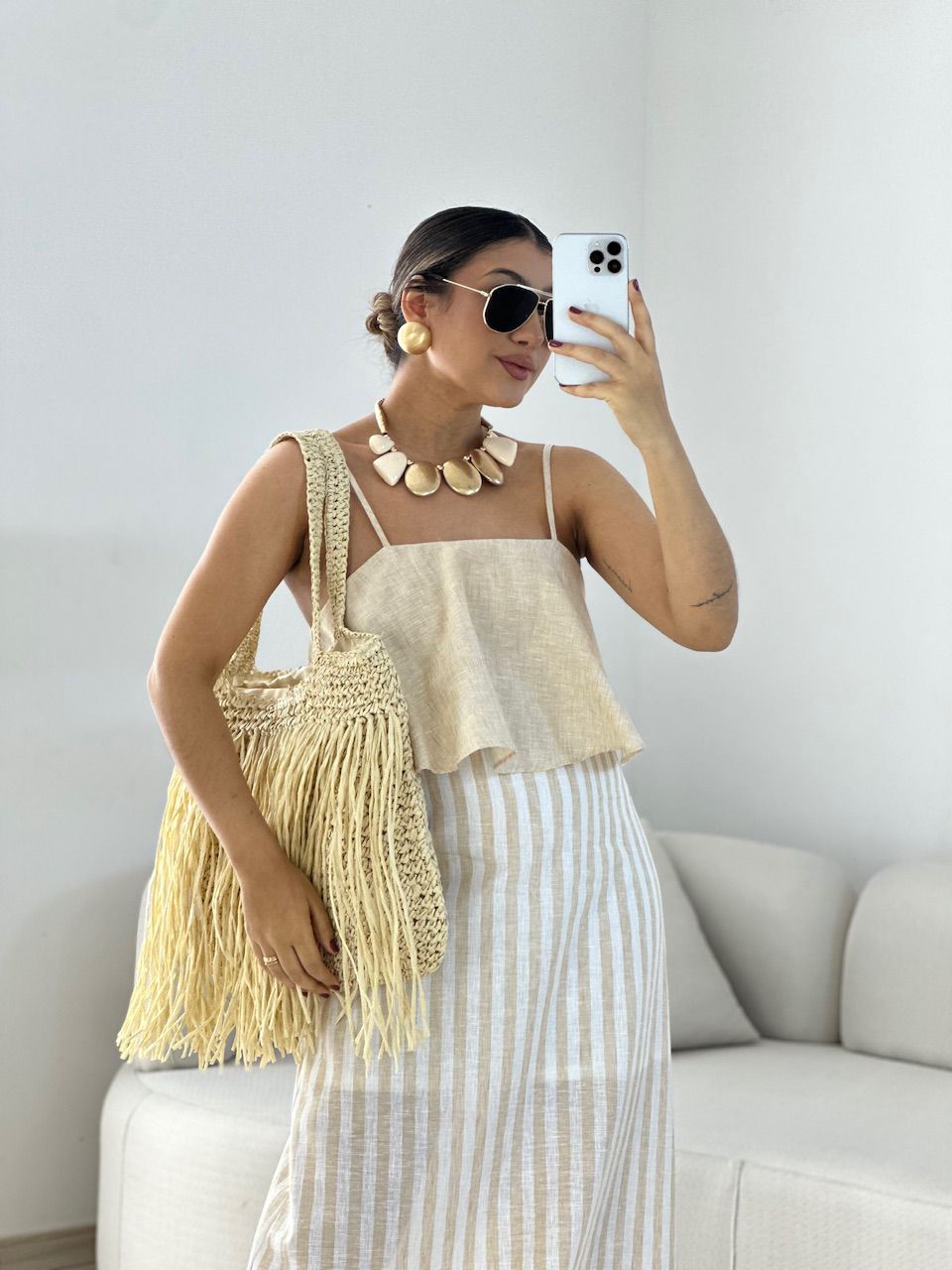 VESTIDO RAYANA LISTRADO NUDE