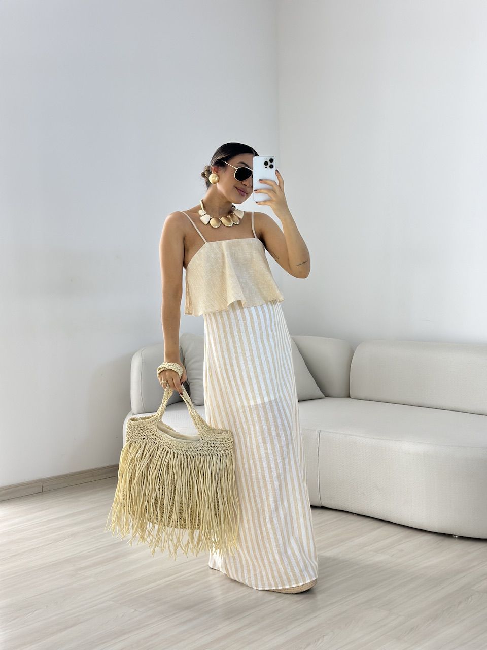 VESTIDO RAYANA LISTRADO NUDE