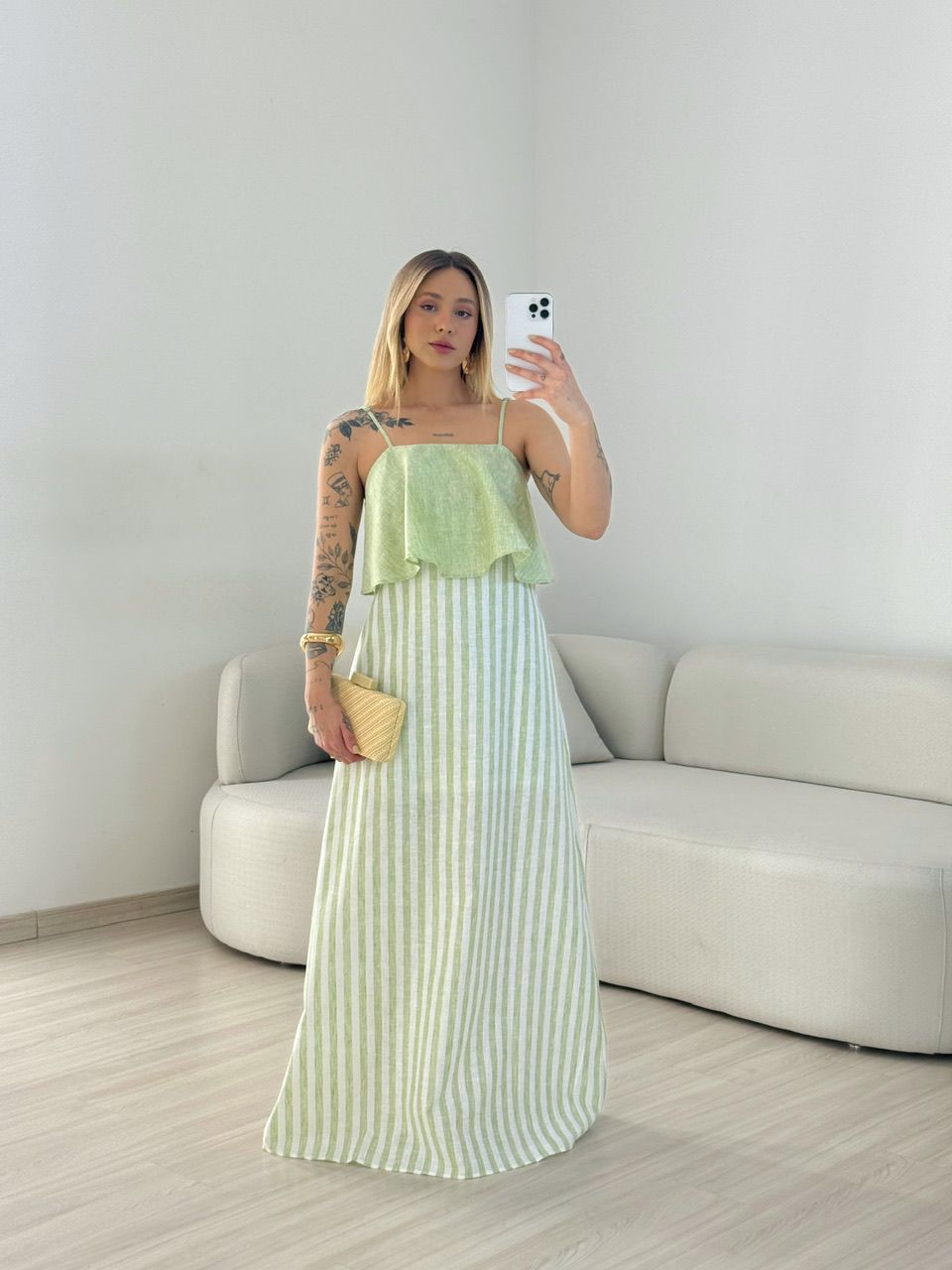 VESTIDO RAYANA LISTRADO VERDE
