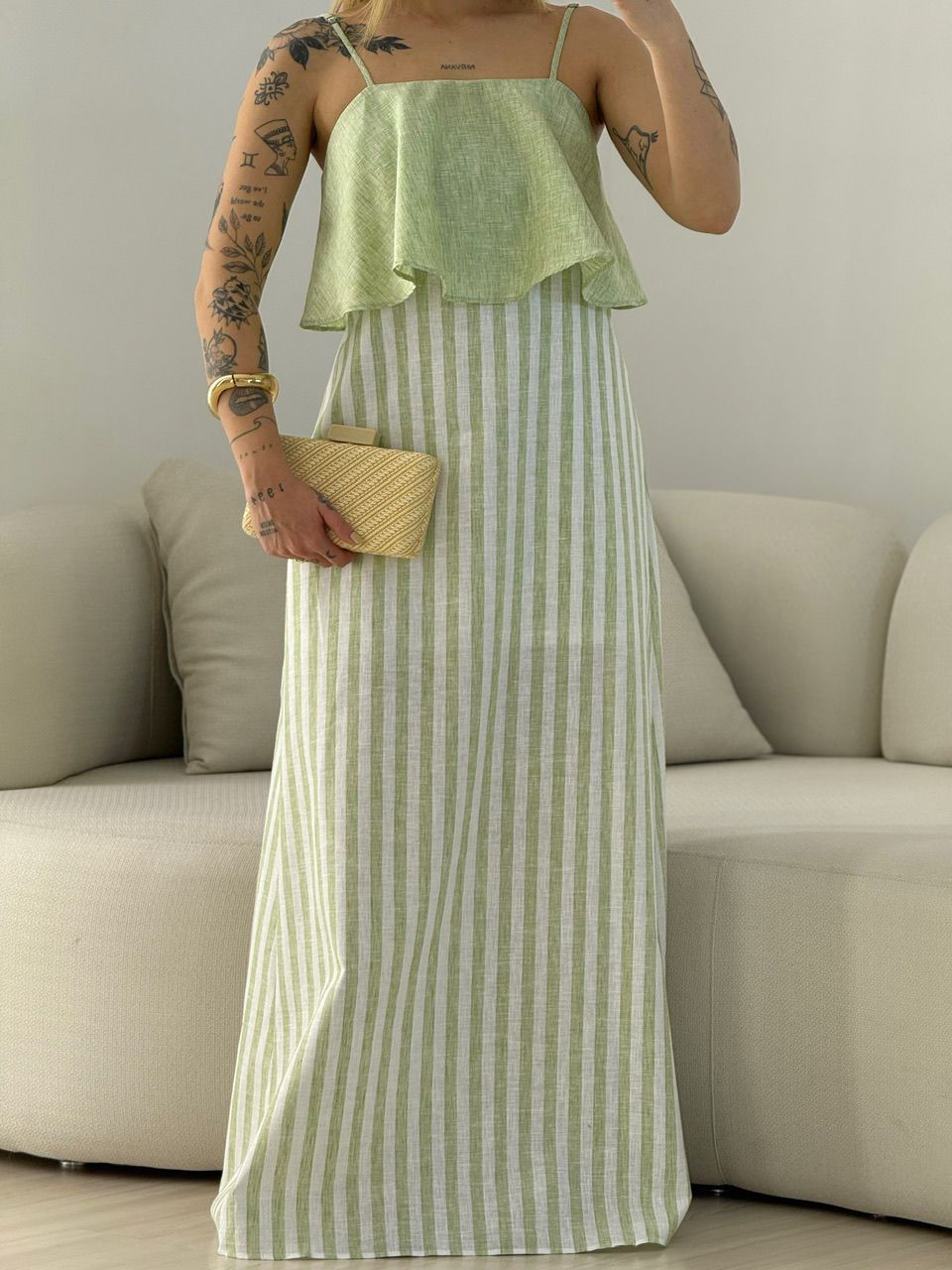 VESTIDO RAYANA LISTRADO VERDE